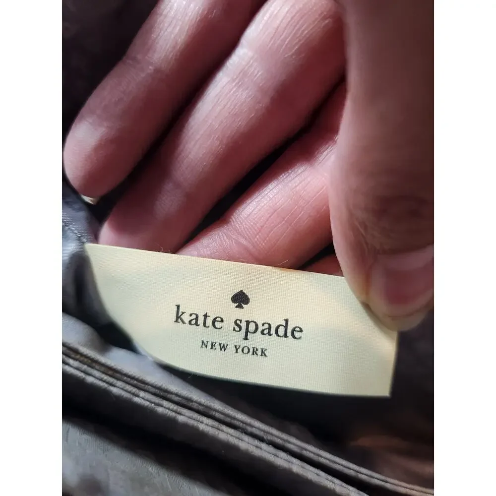 Kate Spade‎ New York gray nylon crossbody gold trim adjustable strap